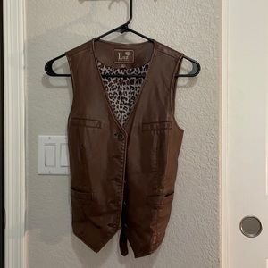 Brown Leather Vest: women’s size Medium